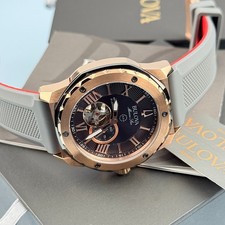 Men's Bulova 98A228 Marine Star Rose Gold Dial Rubber Strap Automatic Watch 45mm