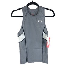 TYR Mens Carbon Tank Top Triathlon Moisture Wicking UPF 50 Gray XS