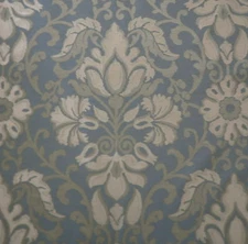DONGHIA/RODOLPH Opulence viscose silk linen damask mediterranean blue  2 yds new