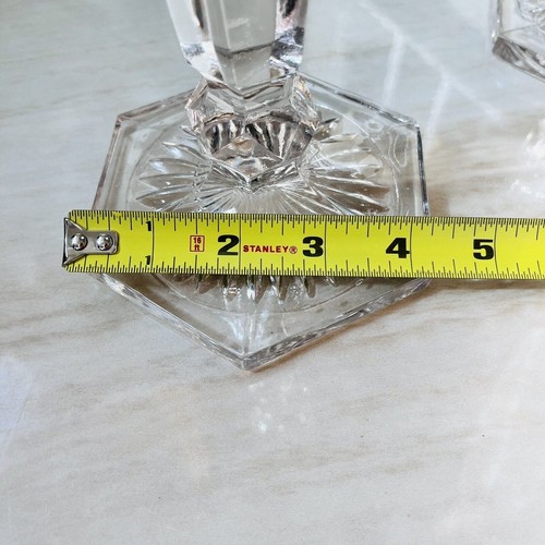 Pair of Vintage Glass Candlesticks Taper Candle Holders Clear 9.25”x4.25” - 第 7/7 張圖片