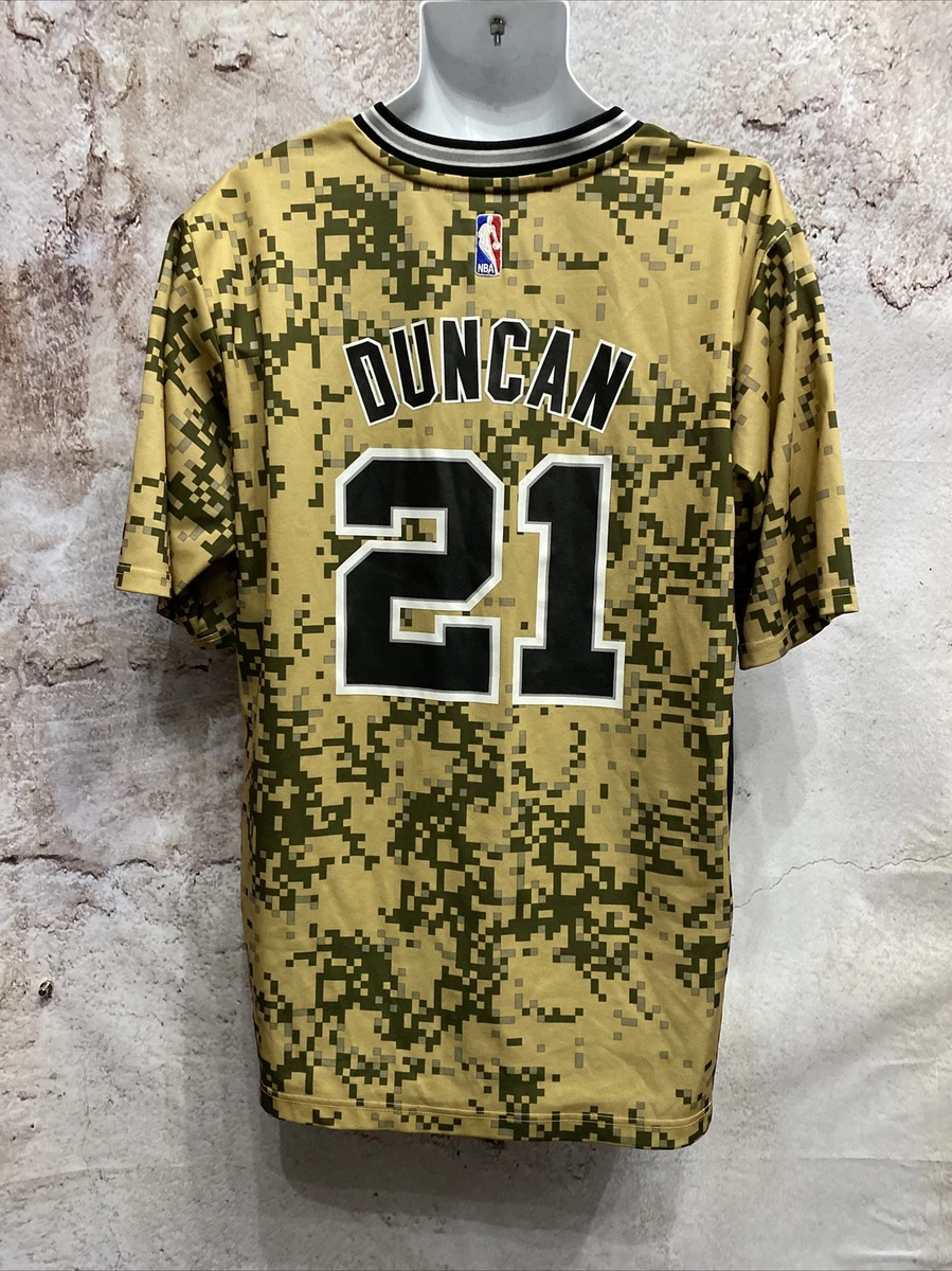 Tim Duncan San Antonio Spurs Camouflage NBA Adidas Jersey Mens XL