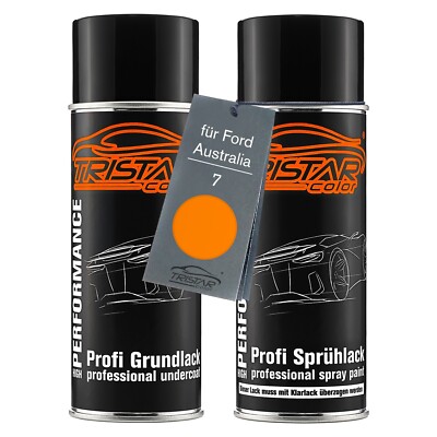 Autolack Spraydosen Set für Ford Australia 7 Electric Orange Perl Grund Basis