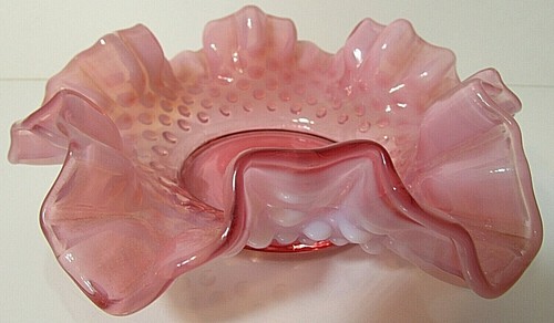 Vidrio Fenton Arándano Opalescente Hobnail Doble Volante Caramelo Tazón Caramelo Plato Baratija - Imagen 7 de 9