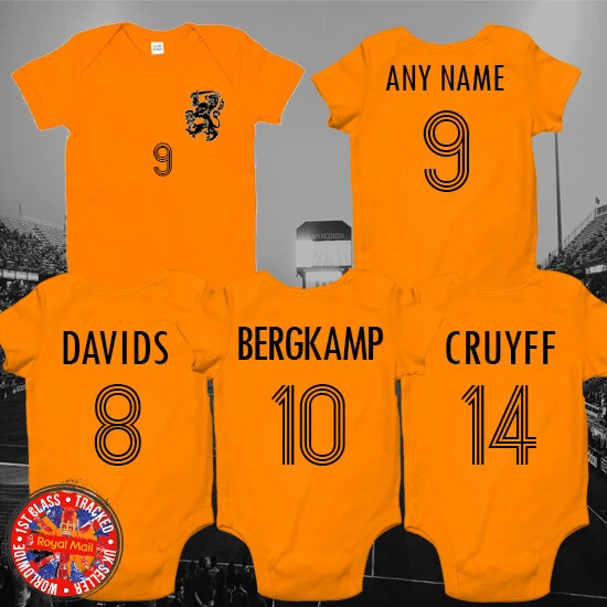 BABYBUGZ Niederlande personalisierter Fußball Strampler beliebiger Name & Legenden Holland