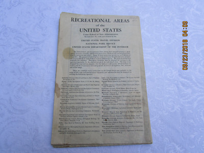 Vintage Recreational Areas of the U.S. Map 1948 w/ Original Receipt