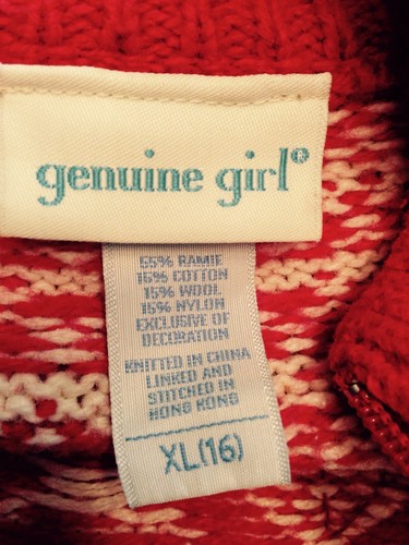 Vintage Genuine Girl Size XL 16 Ski Skiing Winter Wool Blend Cozy Sport Lodge - Picture 7 of 7