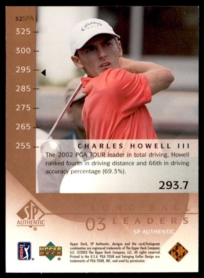 2003 Upper Deck SP Authentic Charles Howell III A Golf Card #52 | eBay