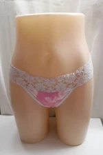Soft CottonPoly Pink Tie Dye Too Cute Daisies Wide Lace Slimming Thong Panties M