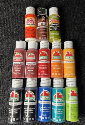 Lot Of 13 Sealed New Apple Barrel Craft Paint Colors 2 oz