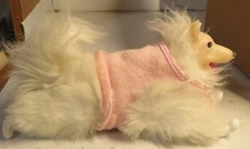 Vintage Mattel Barbie Doll Snowball Her Pet Dog White Faux Fur 1990 w/Sweater