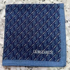 BLUE STRIPED GEOMETRIC ART CLASSIC HANDKERCHIEF COTTON MEN POCKET SQUARE19" M106