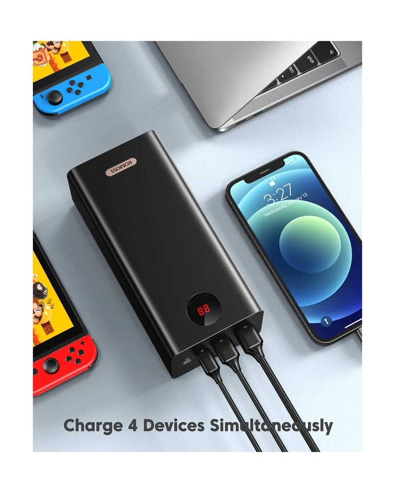 Banco de alimentación de alta capacidad ROMOSS 60000mAh, puerto de carga rápida PD 3.0 22.5W máximo... Foto 4 de 4