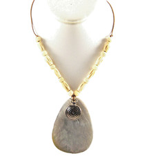 Necklace Sea Shell Reversible Bead & SilverTo...