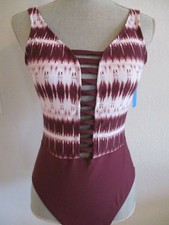 NWT INTO THE BLEU SIZE 6 PINOT  TIE DYE ONE PIECE SWIM SUIT OPEN FRONT DETAIL