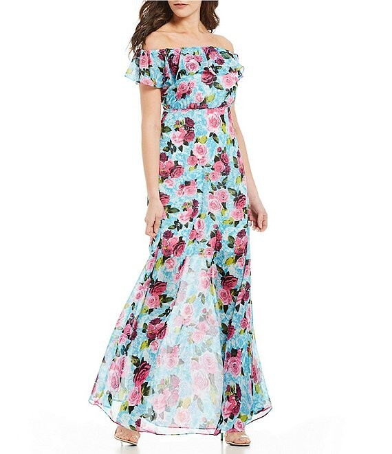 cut out formal dress with sleeves 2PS Blue Rose Spaghetti Strap 1950S Vintage Dress With Long Sleeve Ruf –  Jolly Vintage main image 0
