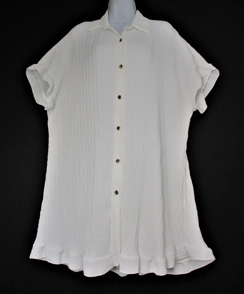 Lagenlook 95% Viscosa Efecto Arrugado Botón a Través Camisa Larga Uno Talla :p - Imagen 4 de 4