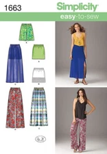 Simplicity 1663 EASY Pants, Skirts (w Overskirt Option) & Shorts CHOOSE SIZE UC