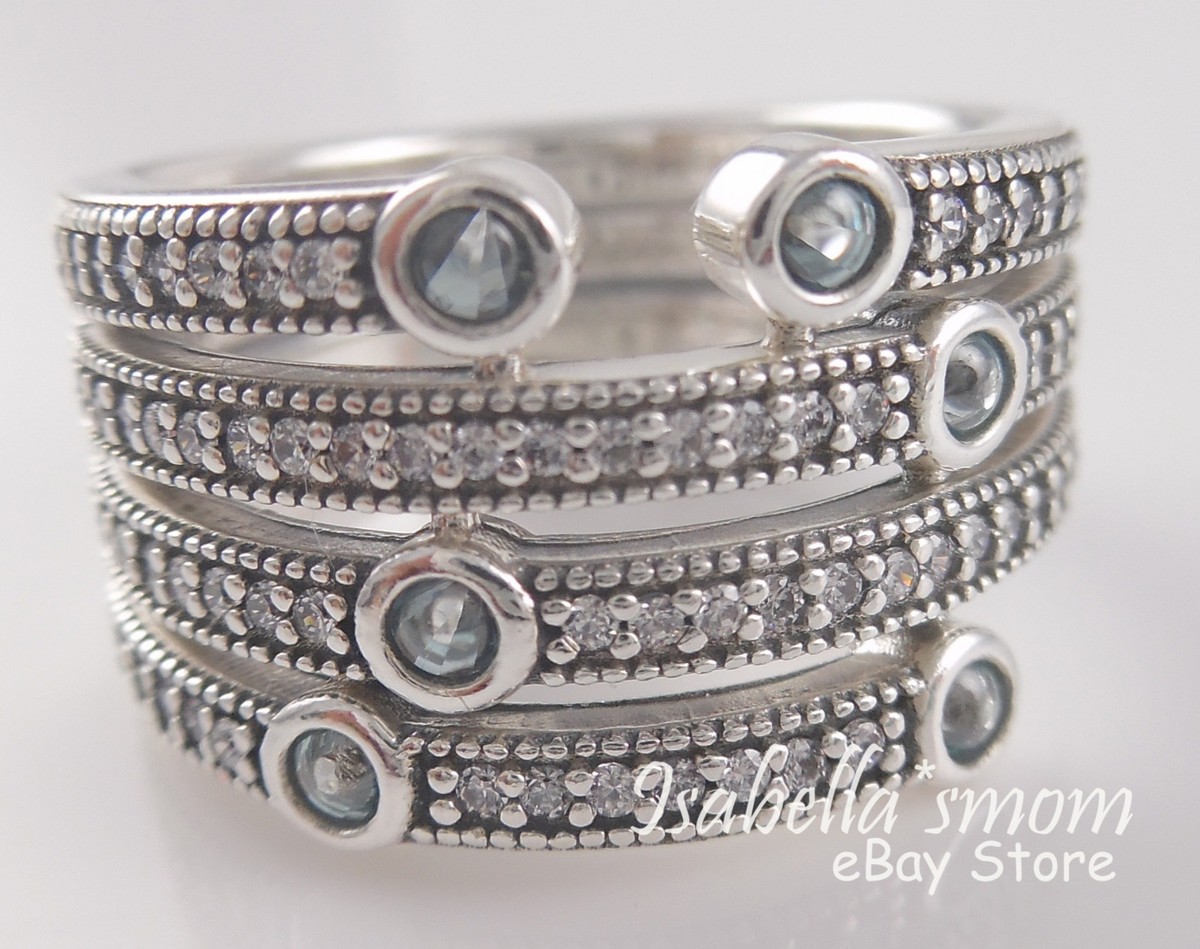 SHIMMERING OCEAN Genuine PANDORA Frosty MINT THICK Band Ring 191002CZF 7/54  NEW!