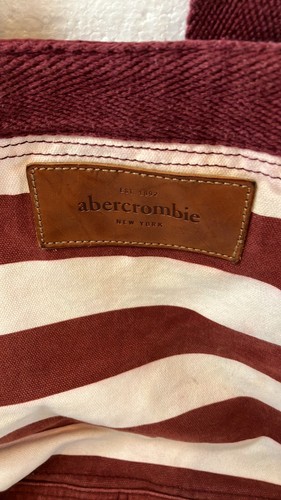 Abercrombie striped tote bag Burgandy and white - Picture 2 of 4