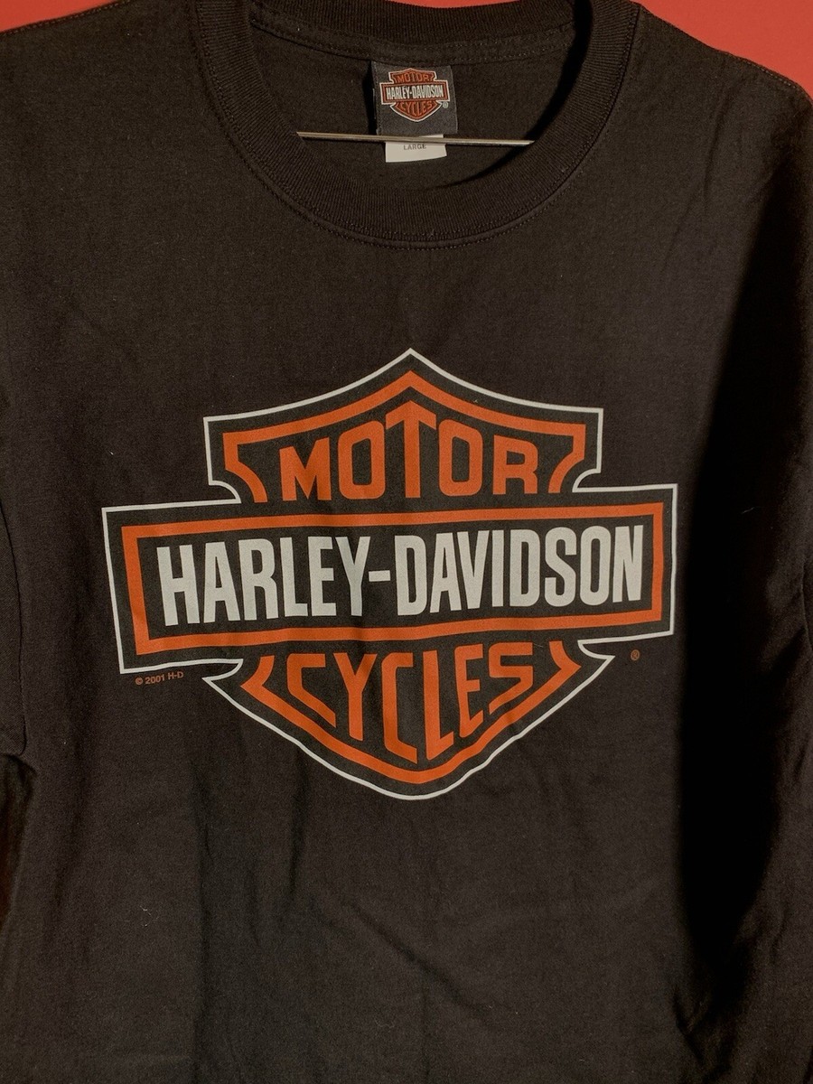 T-shirt Manches Longues Harley Davidson, Noir Et Marron, Taille XL, état D'occasion