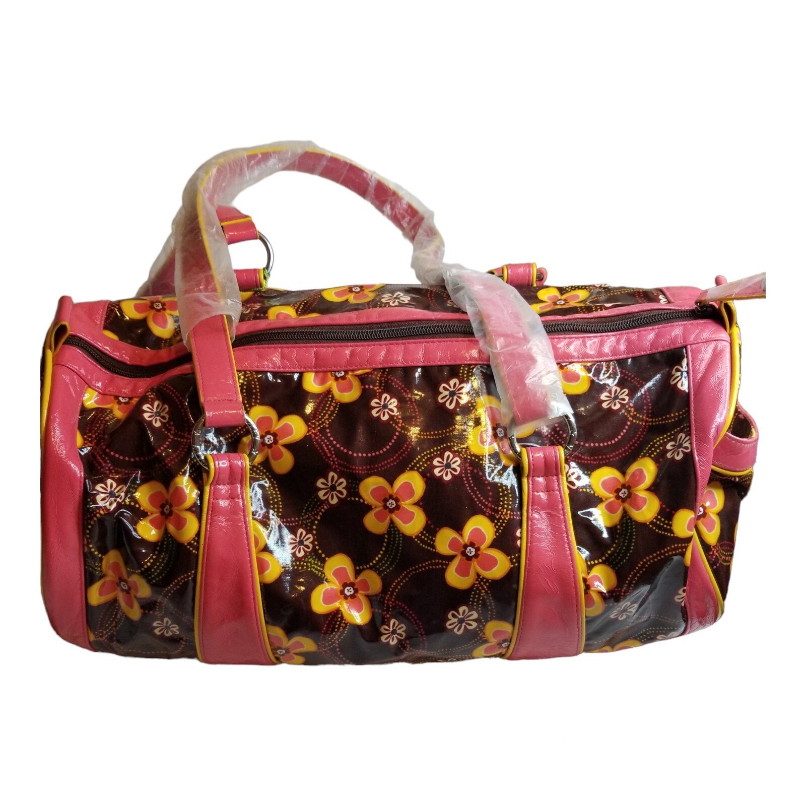 Vera Bradley Buttercup Vinyl Honor Roll Frill Duffel Bag w/Flower