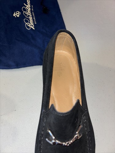 Brooks Brothers Mens Black Suede Loafers 11 Italy Made Mint!!! - Picture 3 of 8