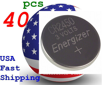 40 piece CR2450 2450 LR2450 Energizer Bulk 3V Lithium Coin Battery w/trk#