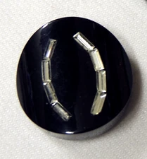 3-1 1/8" 3/8" Thick Black w Bugle Beads Inset Shank Back Jacket Buttons ZRT927