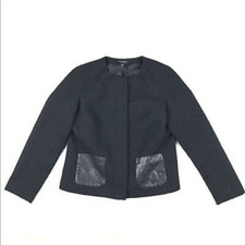 nwt Talbots tweed boucle faux leather blazer sz 6