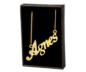 Plaque Or 18k Collier Prenom Agnes Anniversaire Noel Fete Cadeau Pour Elle Ebay