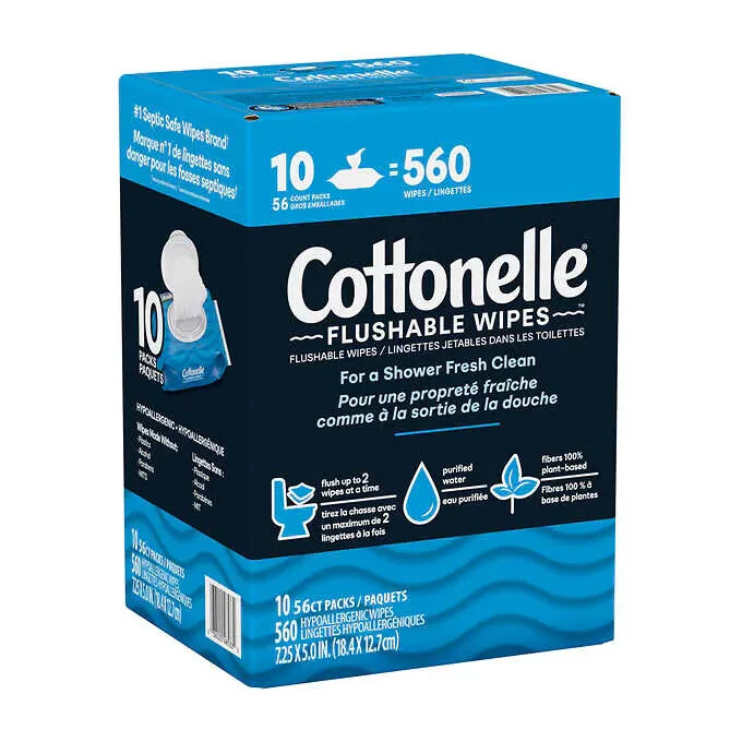 Cottonelle Fresh Care Flushable Wipes 10 Pack 560 Wipes Total
