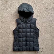 Old Navy Vest Girls Medium Full Zip Down Fill Puffer Black Pockets Hood