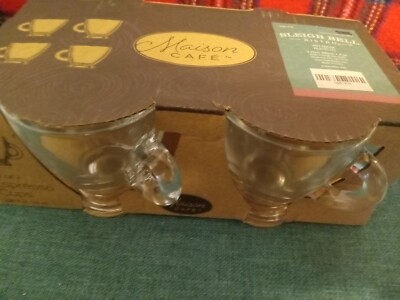 Set Of 4 Espresso Cups Clear Glass New Maison Cafe 3.25 Oz Each