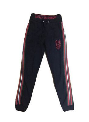 Supply Demand Women Black Jogger Trousers 10 UK Red Green