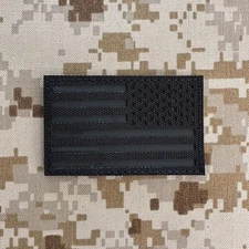 US American Reverse Flag Patch USA Black on Black  Morale IR - Hook & Loop