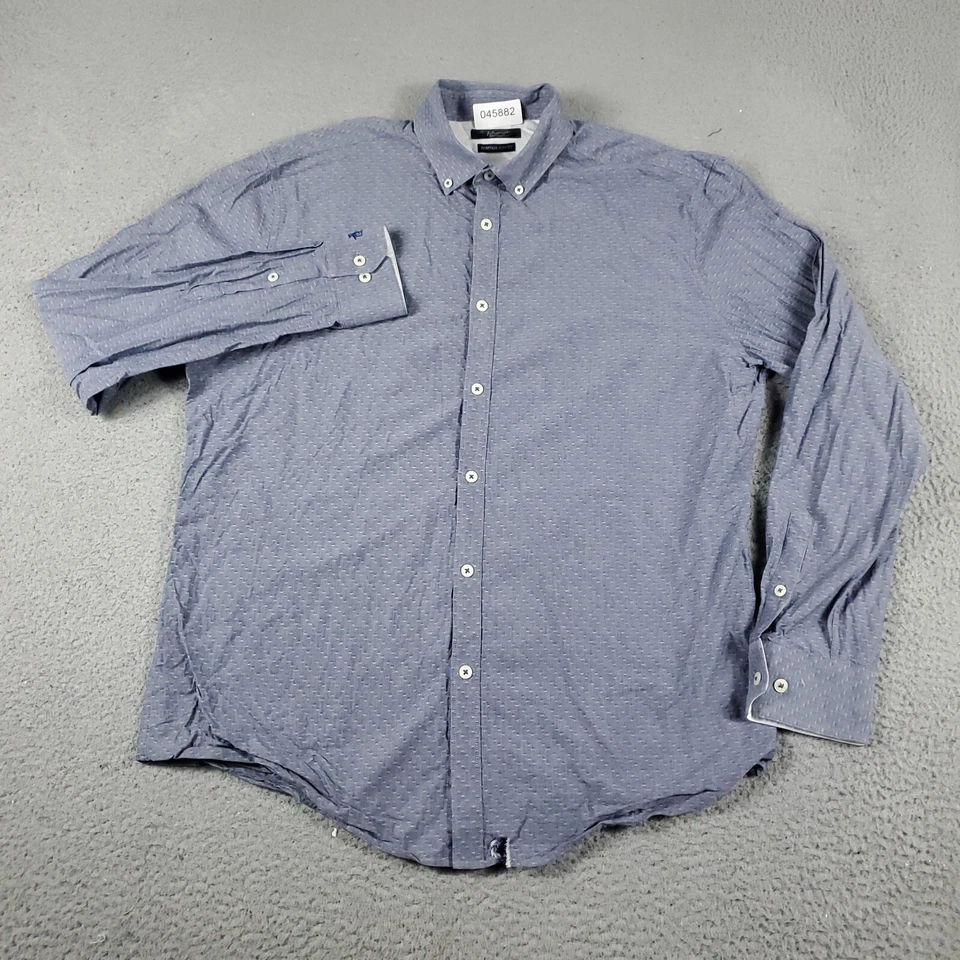 Penguin Shirt Mens 16 Blue Dress Button Up Long Sleeve - Image 2 of 4