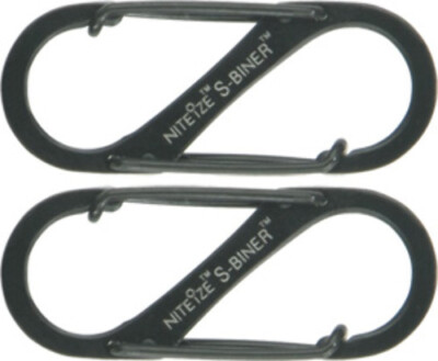 Nite Ize S-Biner #1 Black Knife SB1-2PK-01 Titanium Finish. Two Pack 1 9/16'' x 9