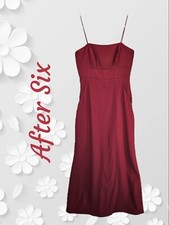 After Six Gown Womens Sz-12 Crepe Cabernet Spagetti Straps  Pockets Lined Formal