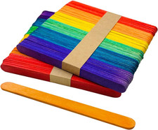 100 Pcs Colored Craft Sticks Ice Cream Natural Wood Popsicle Craft Sticks 4.5 in