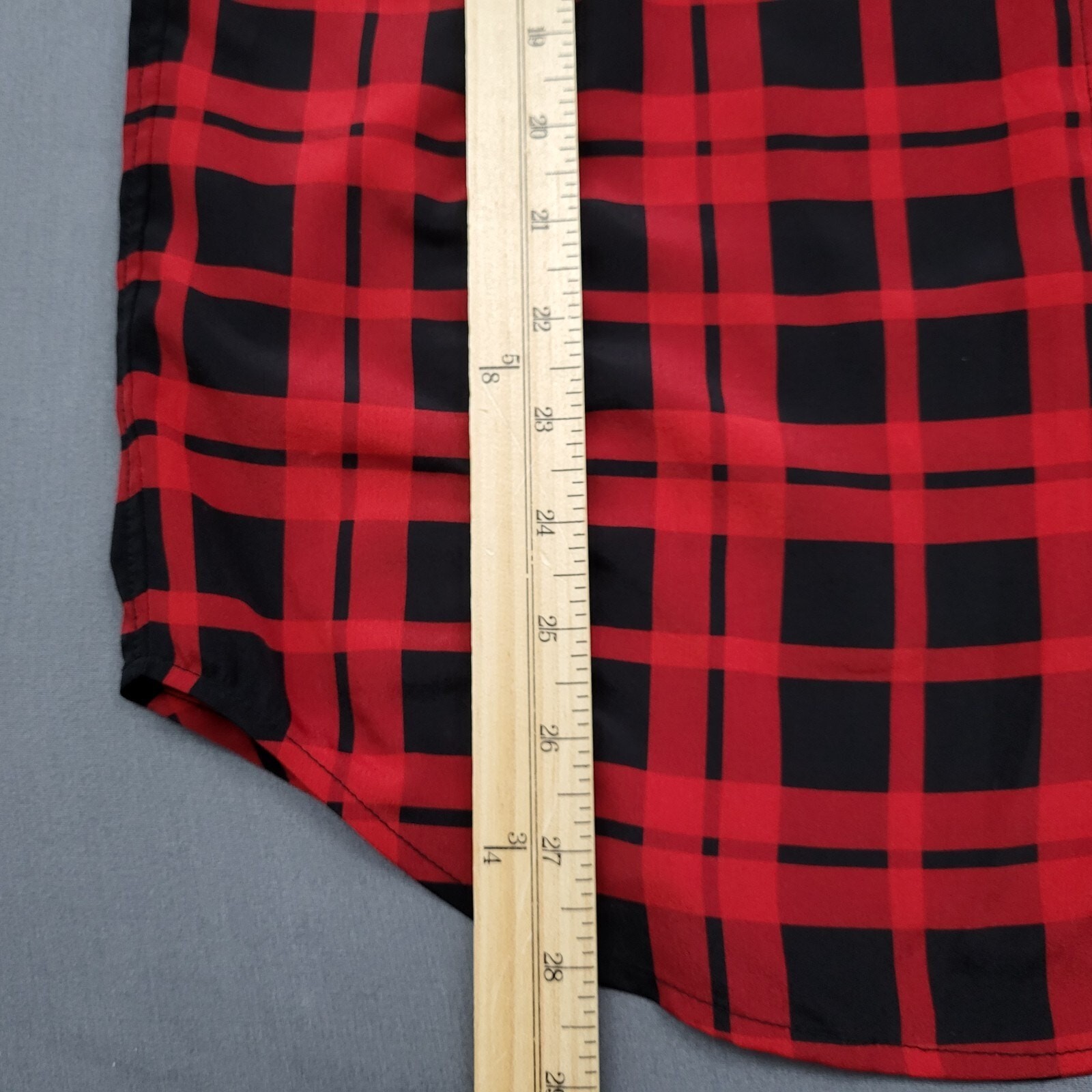 Michael Kors Blouse Womens Small S Long Roll Tab Beaded Tunic Button Plaid Red thumbnail 6