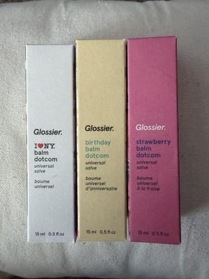 Glossier Birthday  + Strawberry + New! I   NY Balm Dotcom Duo Universal Salve
