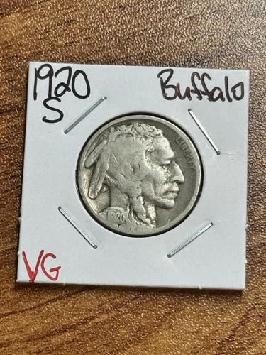 1920 S Buffalo Nickel Original VG Very Good U.S. 5c Type Coin (Raw14690)