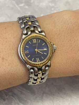 Pulsar watch Quartz Woman's V782-0430 - Two Tone Blue Face Vintage Date 