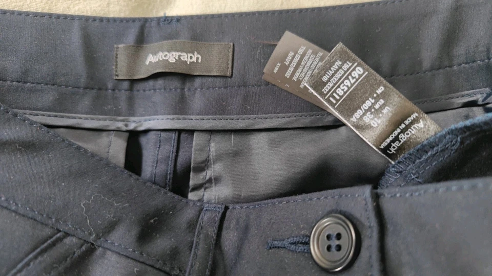 New Autograph M&S 10 short leg navy wide leg crop trousers work supima culottes - Image 4 of 4