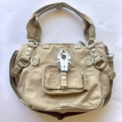 George Gina Lucy Symbolessa Beige Shoulder Bag Nylon Handbag Y2K