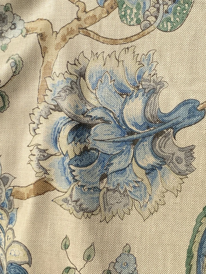 LEE JOFA TIDEWATER BLOCK BLUE 100% LINEN UPHOLSTERY FABRIC 58” Wide BTY - Image 4 of 4