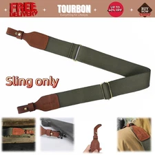 Tourbon Rifle Sling Shotgun Strap Non-slip Adjustable Webbing Leather End Green