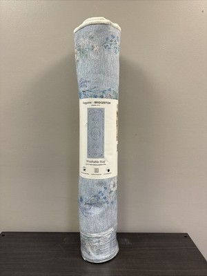 Ruggable 2.5 x7' Washable Bridgerton Aubrey Hall Garden Blue Runner Rug Washable