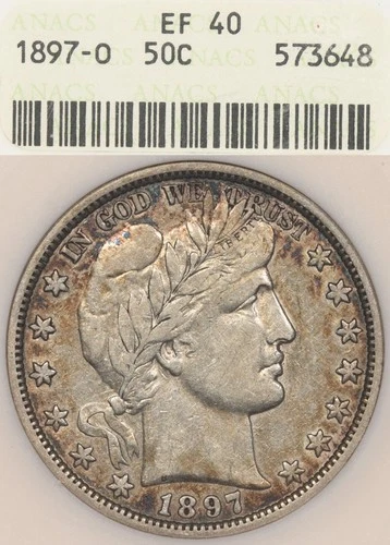 1897-O 50C ANACS XF40 Barber Half Dollar Silver - Key Date