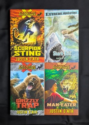 Lot Of 4 Justin D'ath Books Extreme Adventures Scorpion Grizzly Man-Eater Shark